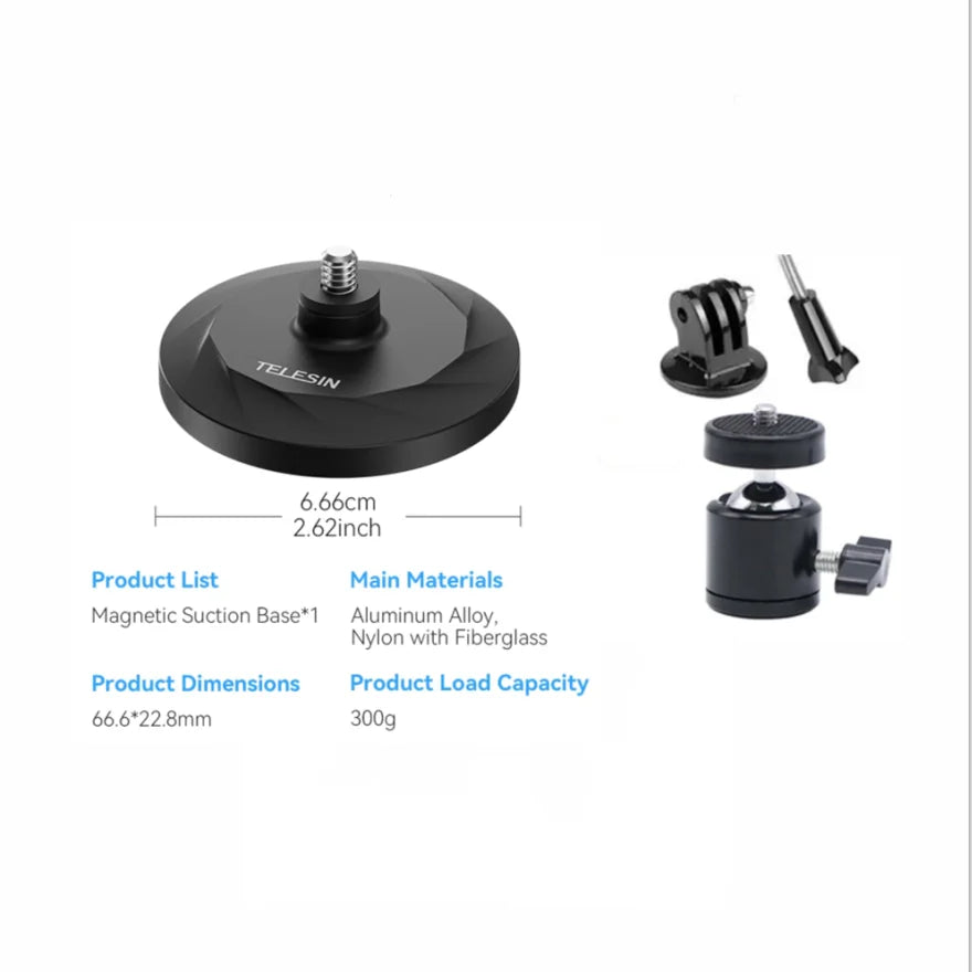 Magnetic Suction Camera Mount for DJI Osmo, Insta360 & GoPro