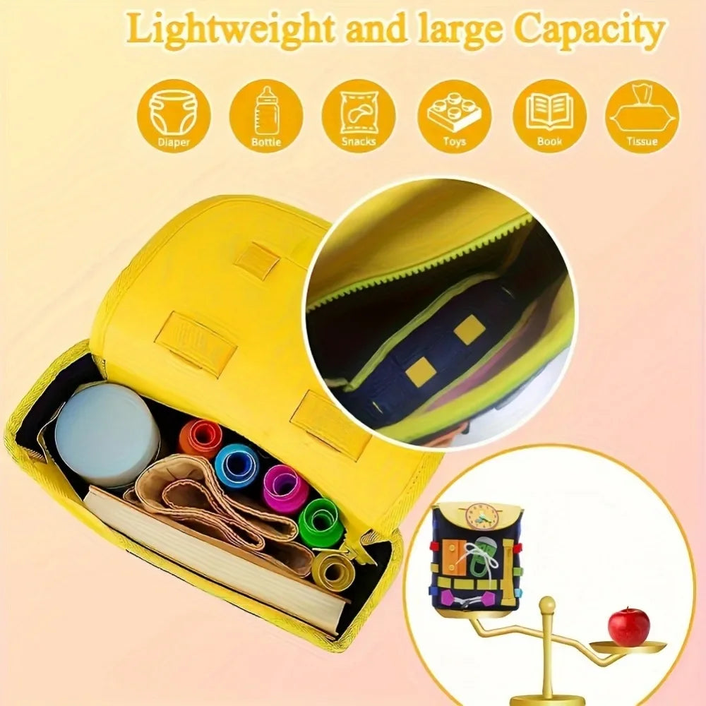 Develop Fine Motor Skills & Basic Life Skills with Busy Board Toddler Backpack - Learn To Tie Shoes Kids Toy for Girls Boys Oasis Select
