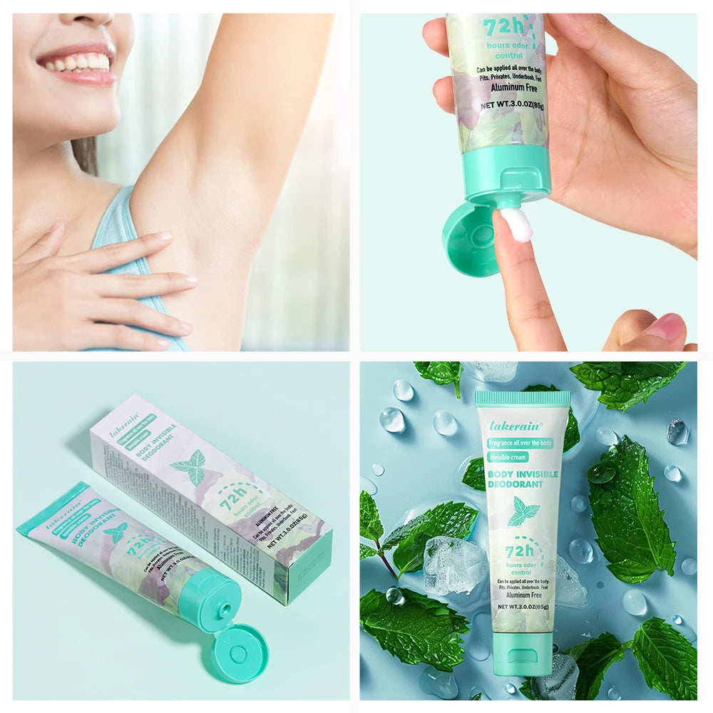 Lakerain Cooling Mint Deodorant Cream | 72Hr Odor Control 85g