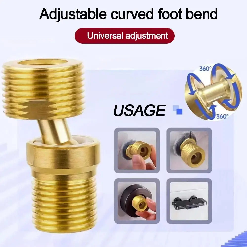 Copper Angled Curved Foot Angle Adjustment Lengthened Shower Faucet Adapter 360° Rotatable Wall Mounted Eccentric Screw Corner Oasis Select