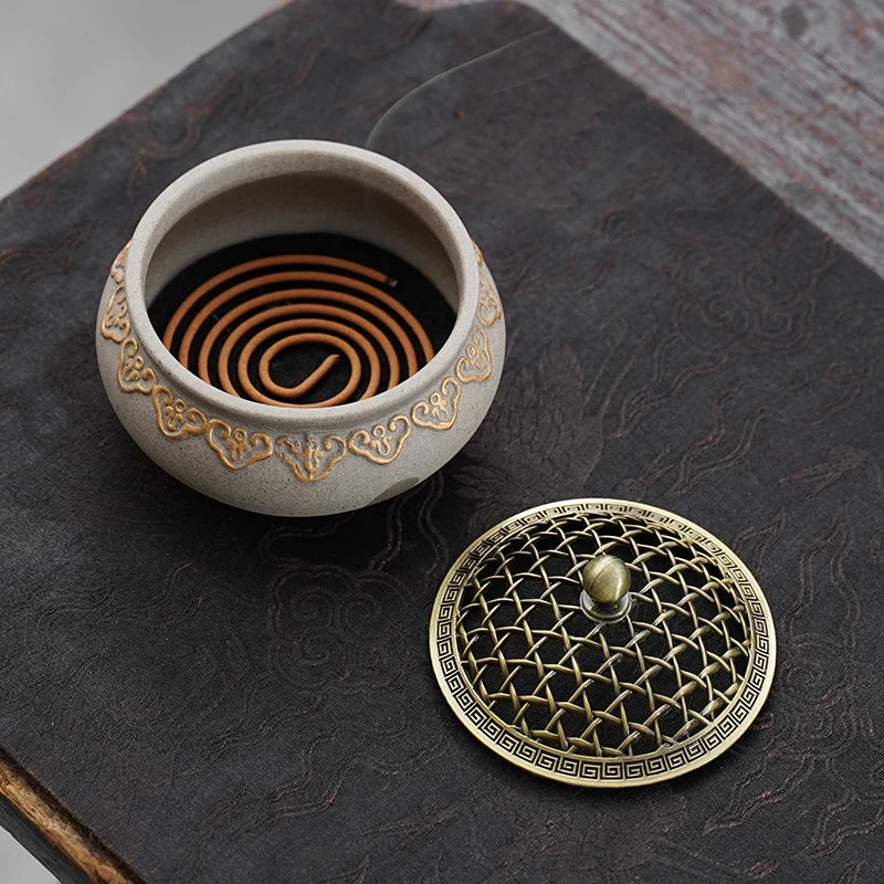 Hollowed-out Tea Ceremony Incense Burner Household Indoor Ceramic Antique Zen Aromatherapy Stove Incense Holder Oasis Select
