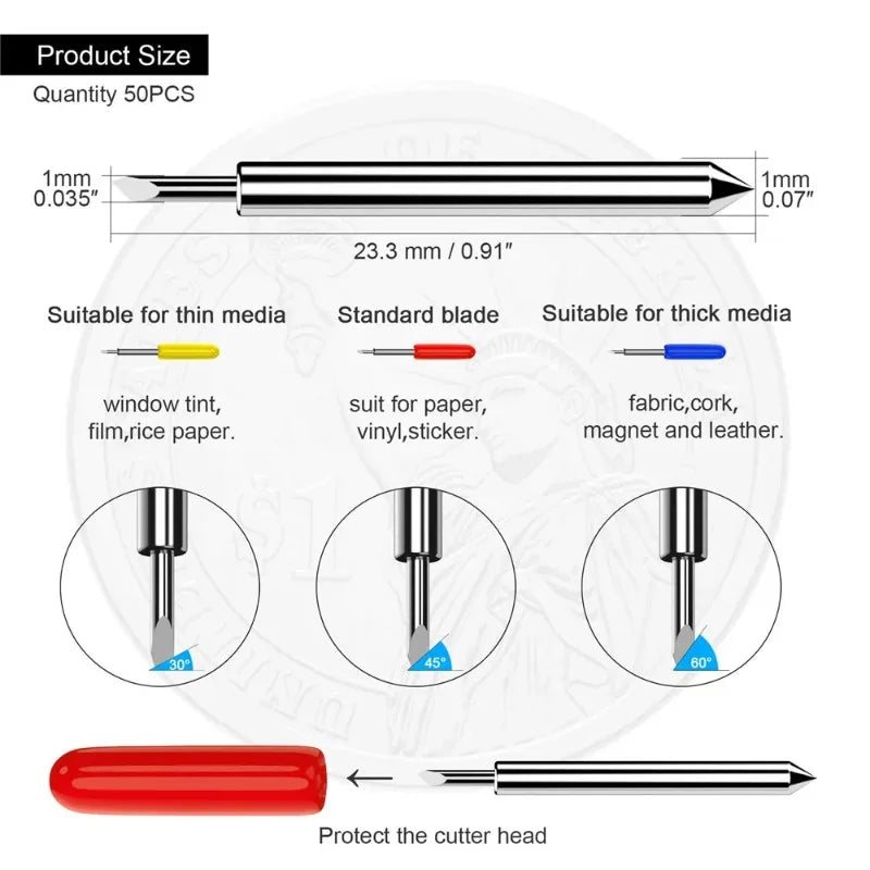 JUSTINLAU 1 Set of Plotters 20/30/50 Degree Replacement Blade Electric Tool Cutting Plotter Blade Cutting Tool Blade Hand Tools Oasis Select