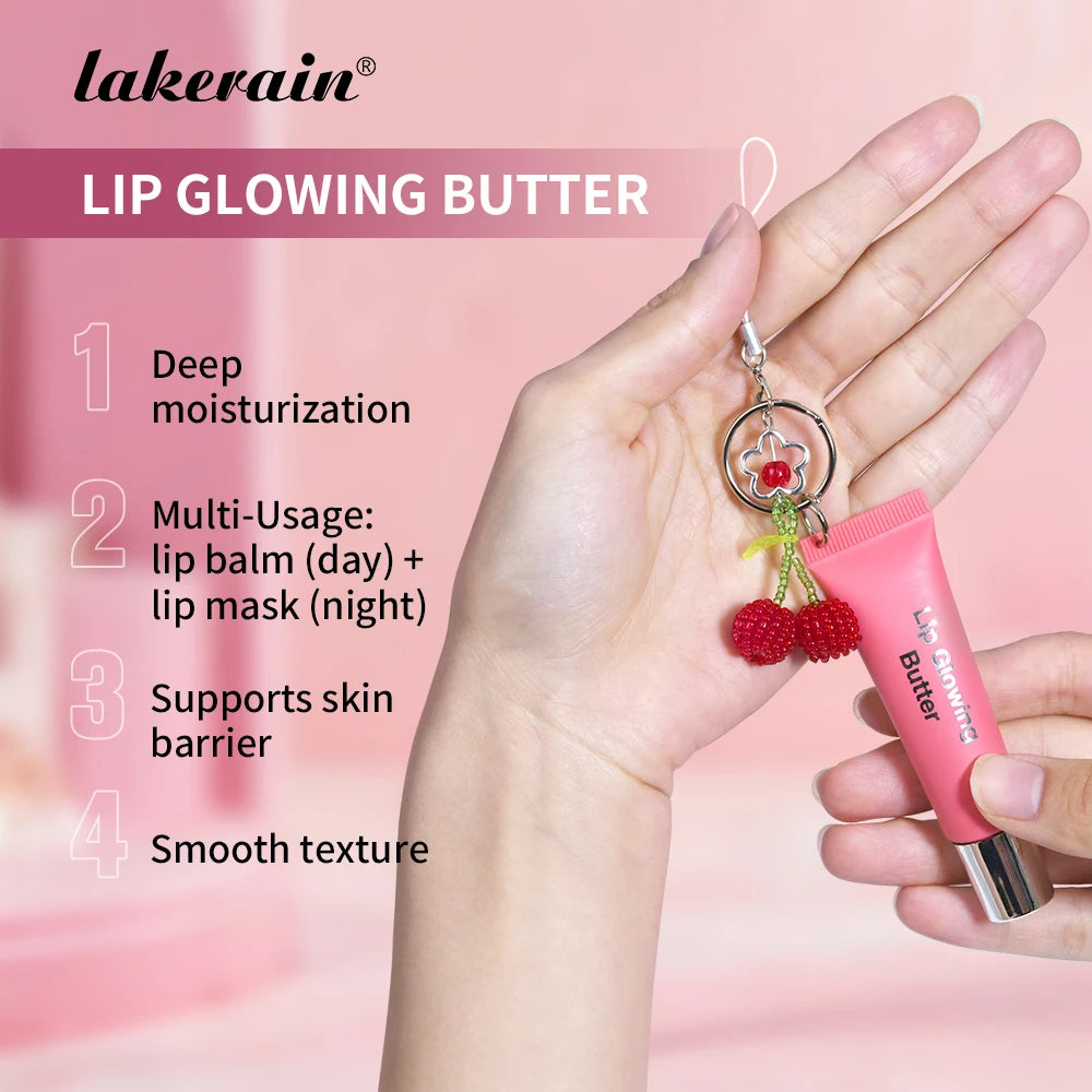 Lakerain Butter Lip Glowing With Keychain Long Lasting Deep Hydration Natural Color Smooth Lip Quickly Improve Lip Condition Oasis Select
