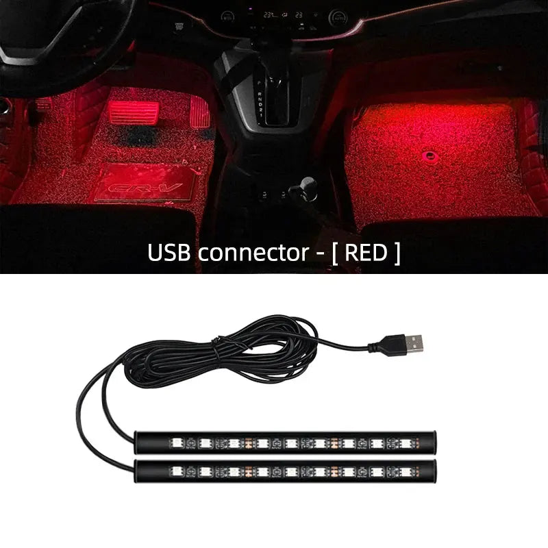 2-in-1 LED Car Neon Atmosphere Foot Light – USB & 12V