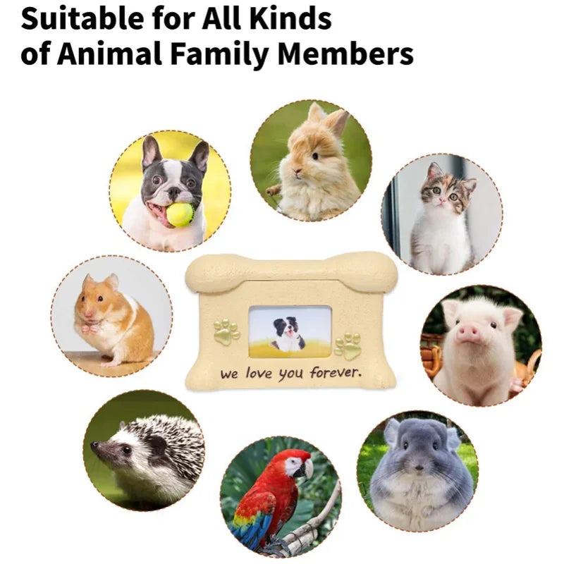 Resin Pet Urns Dogs Cats Cremation Urn Peaceful Memorial with Photo Frame Cremation Urns for Animal Ashes Funeral Pet Ashes Box Oasis Select