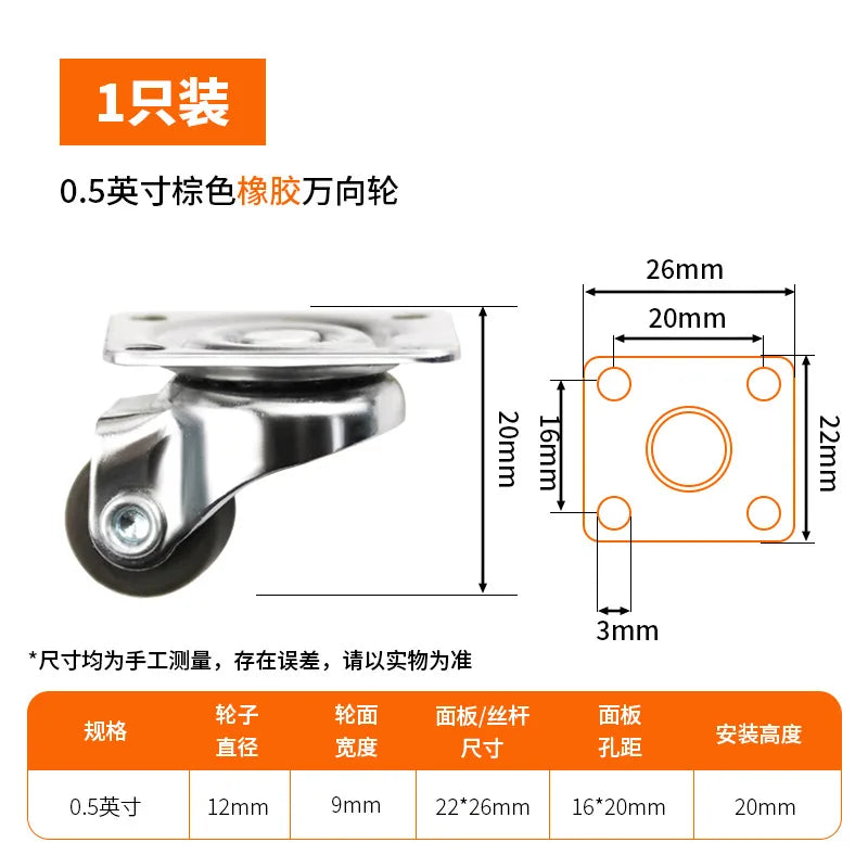 20pcs 0.5 Inch Small Caster Silent Universal Wheel Multipurpose Furniture Caster Workbench Shopping Carts Office Chair Wheels Oasis Select F grey 20pcs