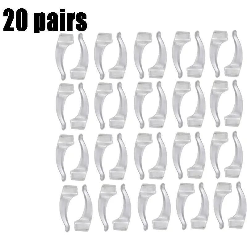 10/20/30/40Pairs Silicone Anti-Slip Eyeglass Hooks Comfortable Secure Glasses Holders For Activities Eyewear Accessories Oasis Select 20pairs clear