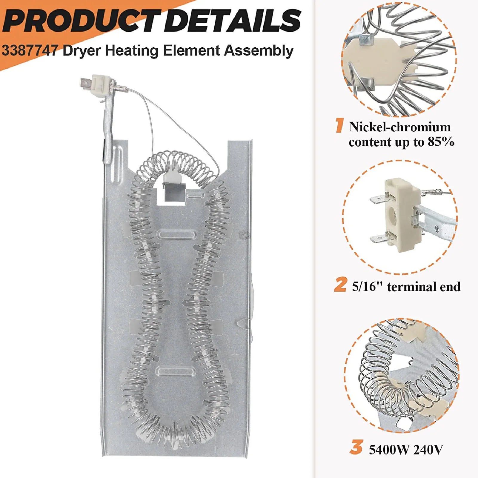 Dryer Heating 5400W W11344457 Drying Machine Heating for Maytag 240V Drying Machine Heating Oasis Select