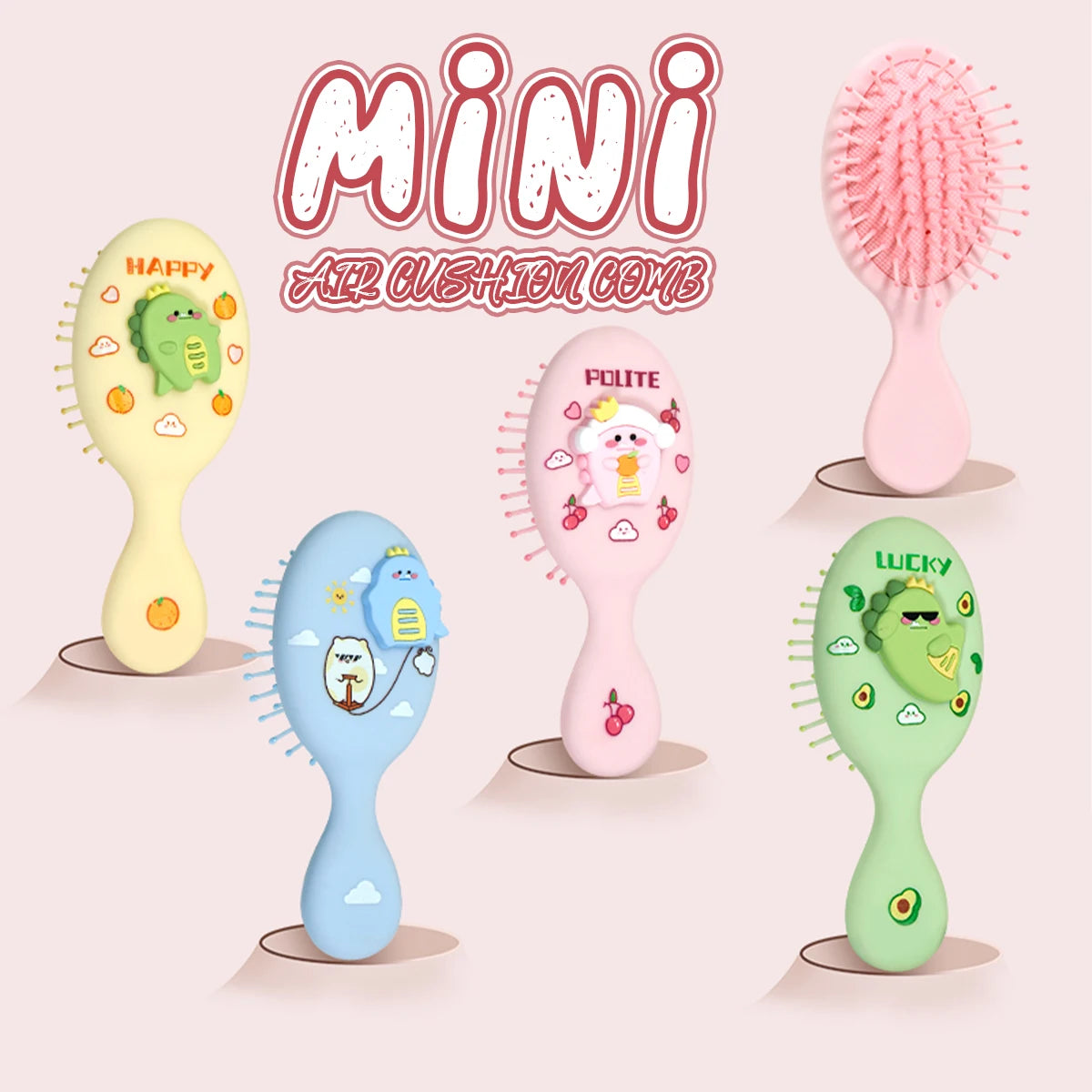 Cartoon Dinosaur Mini Air Cushion Massage Comb – Anti-Static Hair Comb Oasis Select