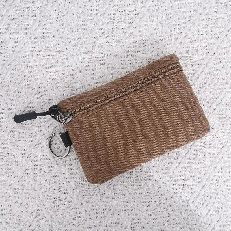 Canvas Mini Coin Wallet – Zipper Purse & Card Holder