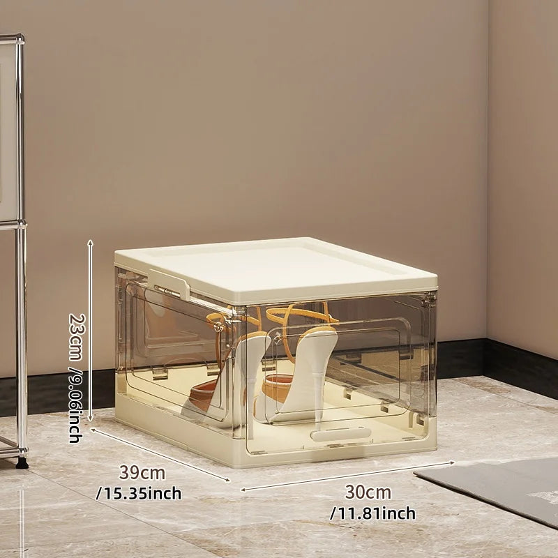 Foldable Shoe Box 1/2/4/6-Tier Clear View Dustproof Moistureproof Heavy-Duty Organizer for All Shoe Types Living Room/Hallway Oasis Select Gray-1 Layers