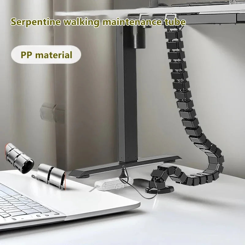 78cm Wire Spine Cable Sleeve Workstation Snake Wire Organizer Under Desk Cable Wire Management Computer Cord Protective Tube Oasis Select
