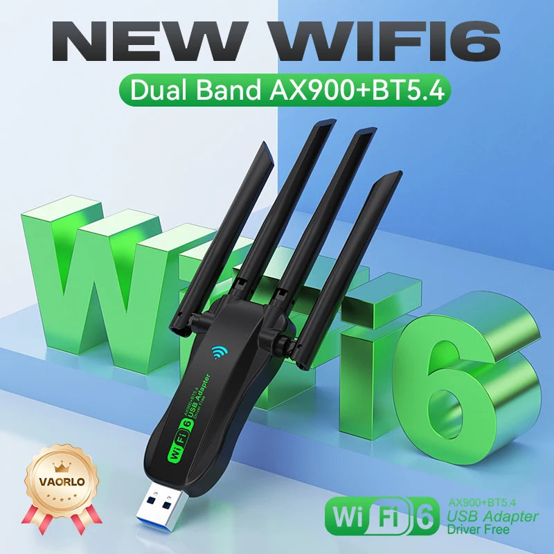 AX900 WIFI6 USB Adapter 2IN1 Bluetooth 5.4 Dual Band 2.4G&5G 900Mbps WiFi 6 802.11AX USB3.0 Wireless Card Receiver For WIN10/11 Oasis Select