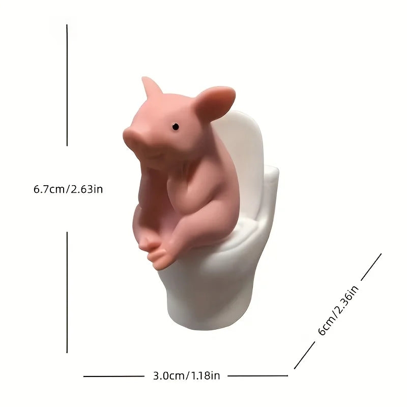 Cute Pig Figurine on The Toilet - a Whimsical Bathroom Desk Decoration That Relieves Stress And Serves As an Exquisite Ornament Oasis Select 1pc