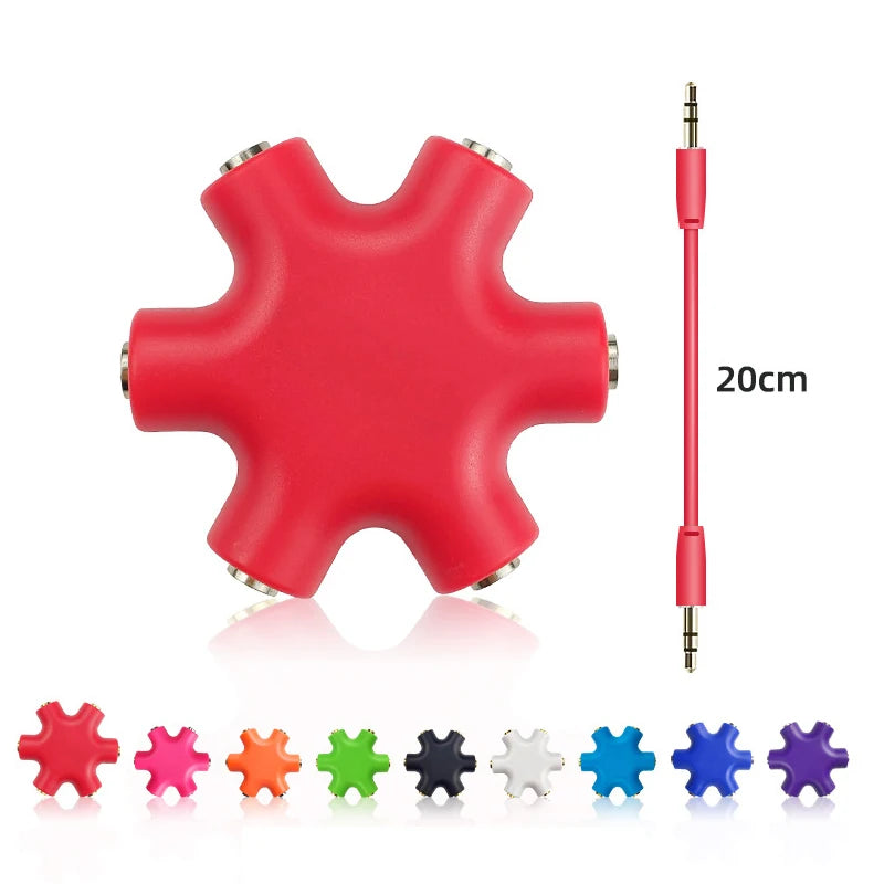 3.5mm Audio Splitter 1 Male to 5 Female Headphone Jack Adapter