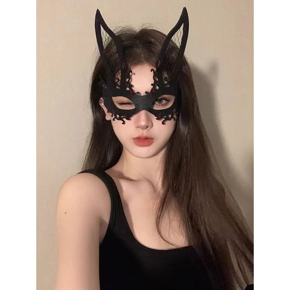 Retro Lace Half Face Mask | Gothic Masquerade Costume Prop
