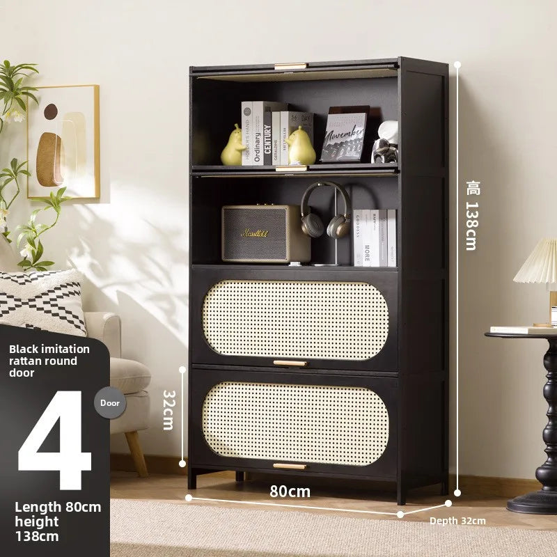 Bookcase living room 2024 new locker glass door display case modern simple multi-layer bookshelf storage locker Oasis Select 80 long four doors