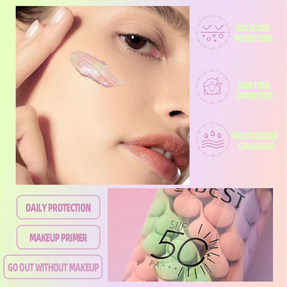 QIBEST Tri-Color Makeup Primer & Concealer Cream – 40g