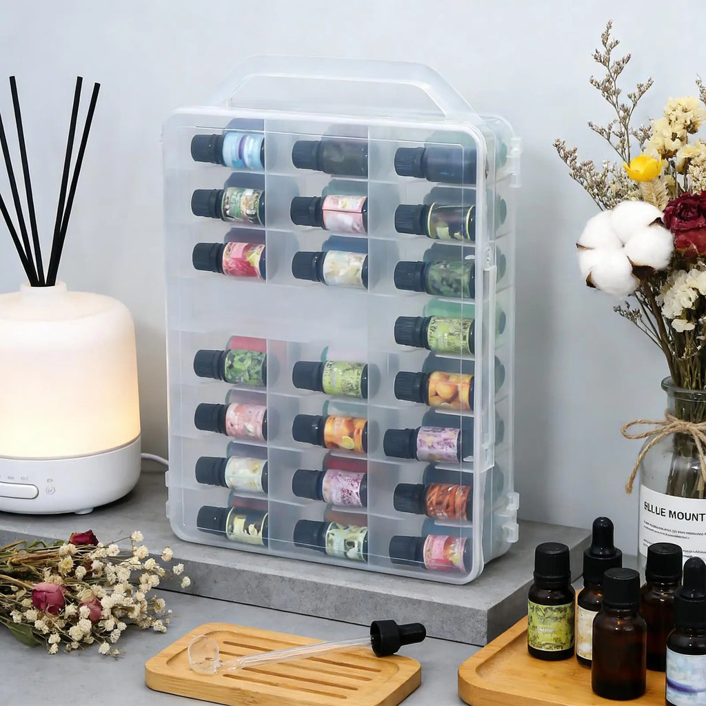 Clear Storage Boxes Double Sided Organizer Case Box With Handle 46 Compartments Clear Box With Lid For Home Office Bedroom Oasis Select
