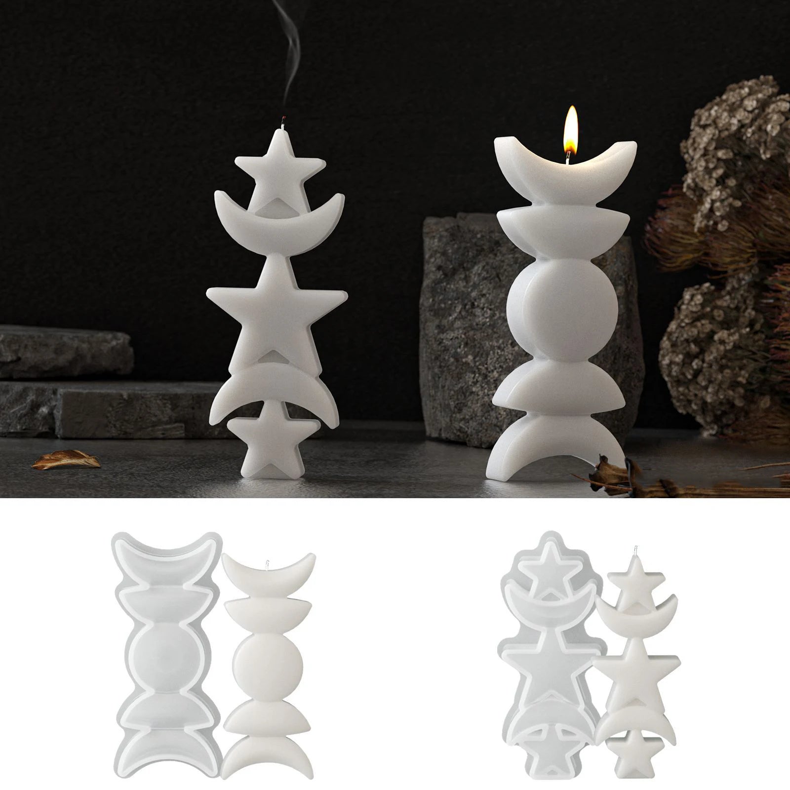 3D Decoration Candle Silicone Mold DIY Aromatherapy Candle Gift Sun Moon Star Moon Decoration Mold Home Gift Oasis Select