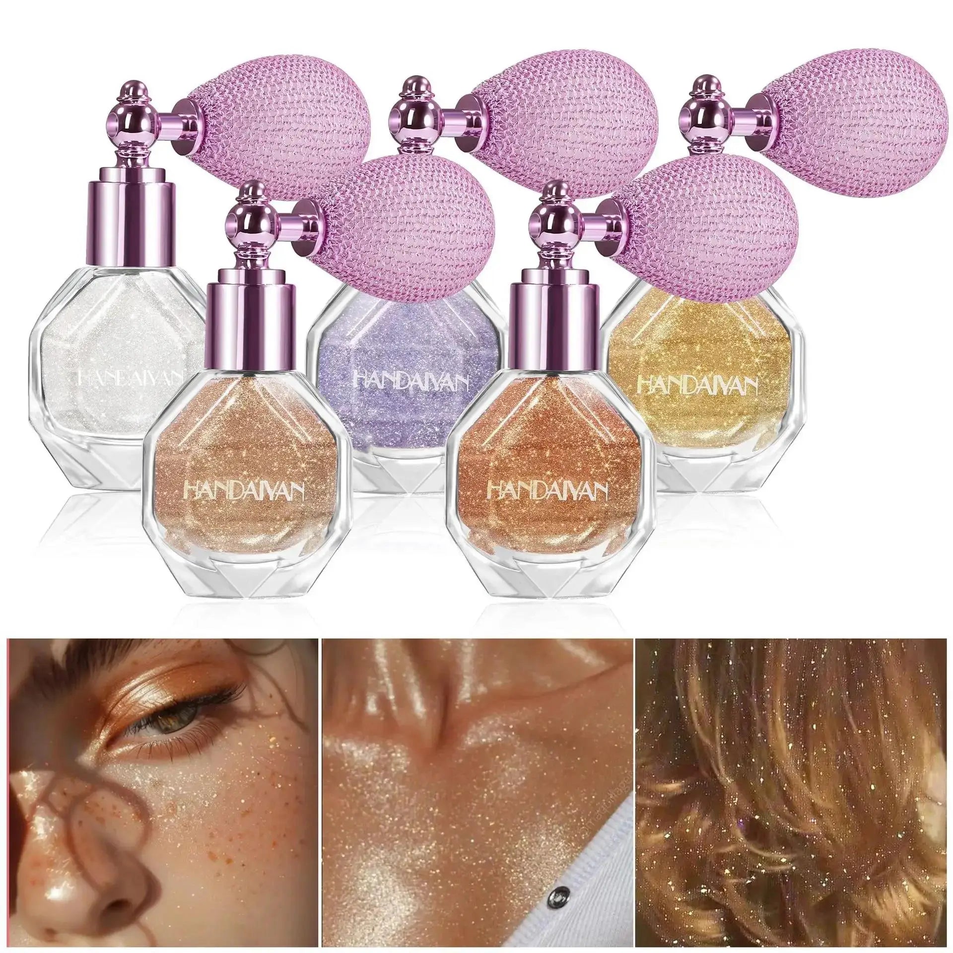 Handaiyan 5-Color Shimmer Spray – Face, Body & Hair Glitter