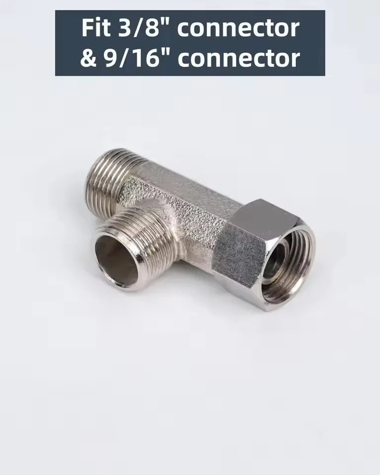 New 3 Way T Valve Adapter Connector Copper Brass 3/8 1/2 9/16 7/8 for Diverter Bath Toilet Bidet Sprayer Shower Head Water Pipes Oasis Select