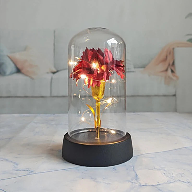 Artificial Carnation Flowers Valentines Day Gift For Girlfriend Eternal Carnation LED Light Foil Flower Mother's Day Gift Oasis Select red