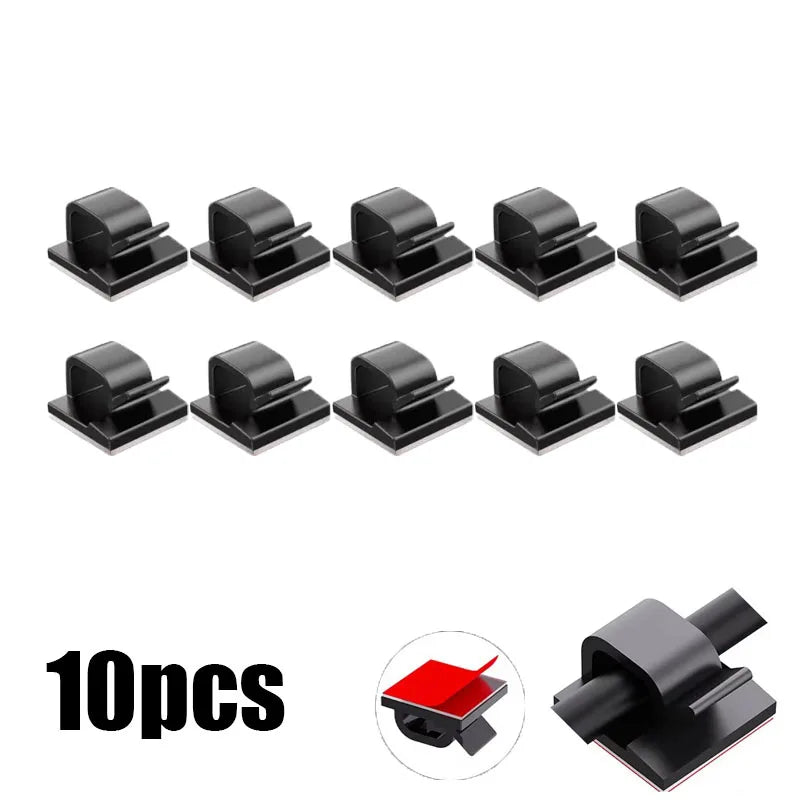 10/30/100PCS Cable Organizer Clips Cable Management Wire Manager Cord Holder USB Charging Data Line Bobbin Winder Wall Mounted Oasis Select 10PCS-Black