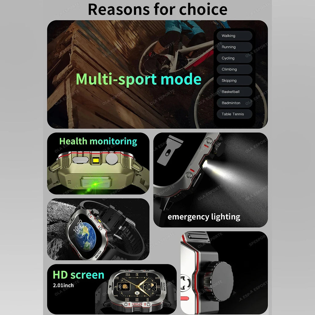 HW12 Military Sport Smartwatch 2.01" AMOLED Bluetooth 3ATM