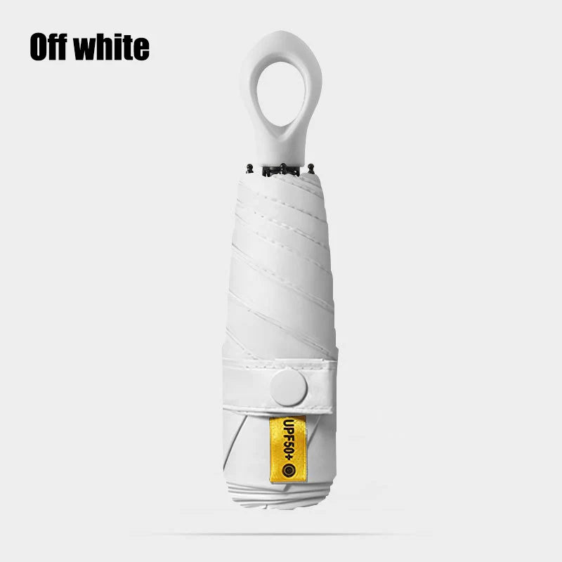 Portable Five Fold Umbrella With Hollow Out Handle For Both Rain Sunshine Umbrella Sun Protection UV Protection Sun Umbrella Oasis Select Off white 6K