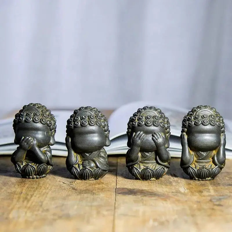 Chinese Style Buddha Zen Tea Pet Ornament Tea Pet Imitation Cast Iron Tea Play Oasis Select