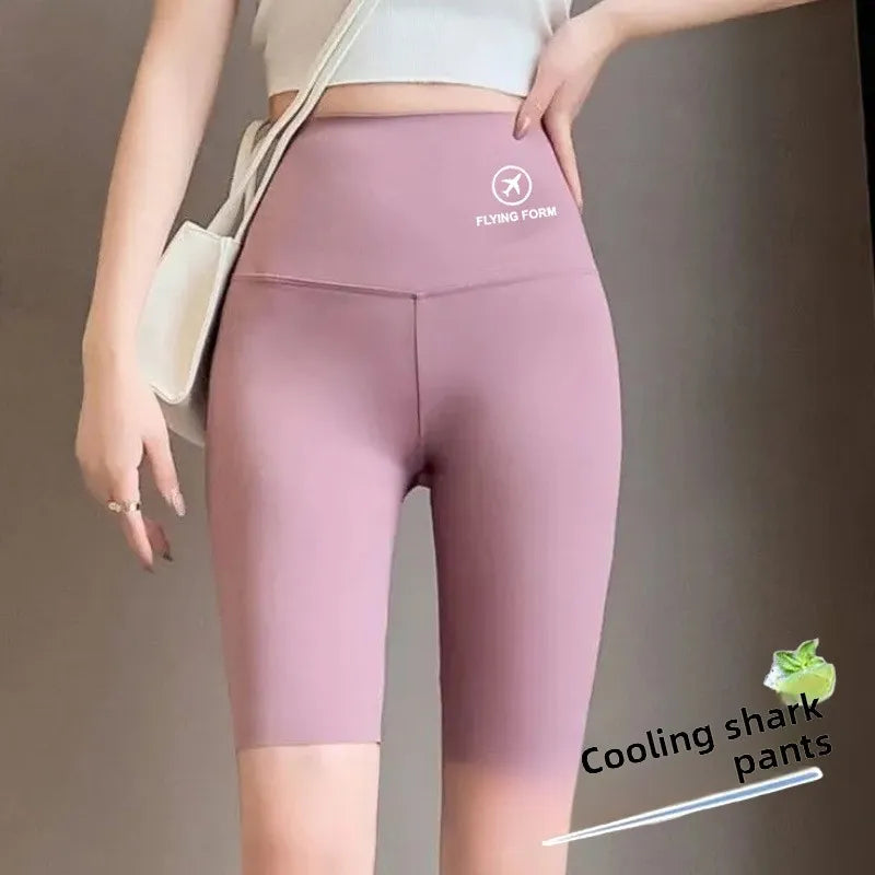 M/L/XL High Waist Shorts for Women Tummy Control Butt Lifting Summer Thin Breathable Yoga Pants Elasticity Tight Fit Wear Oasis Select Pink XL