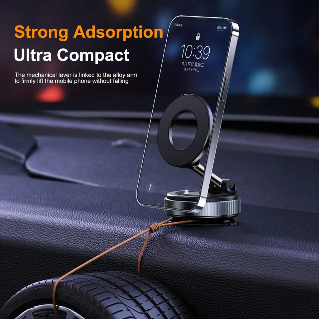 Strong Magnetic Car Phone Holder Foldable Design 360° Adjustable Vacuum Mount for Car/Desk/Bathroom/Universal Use Oasis Select