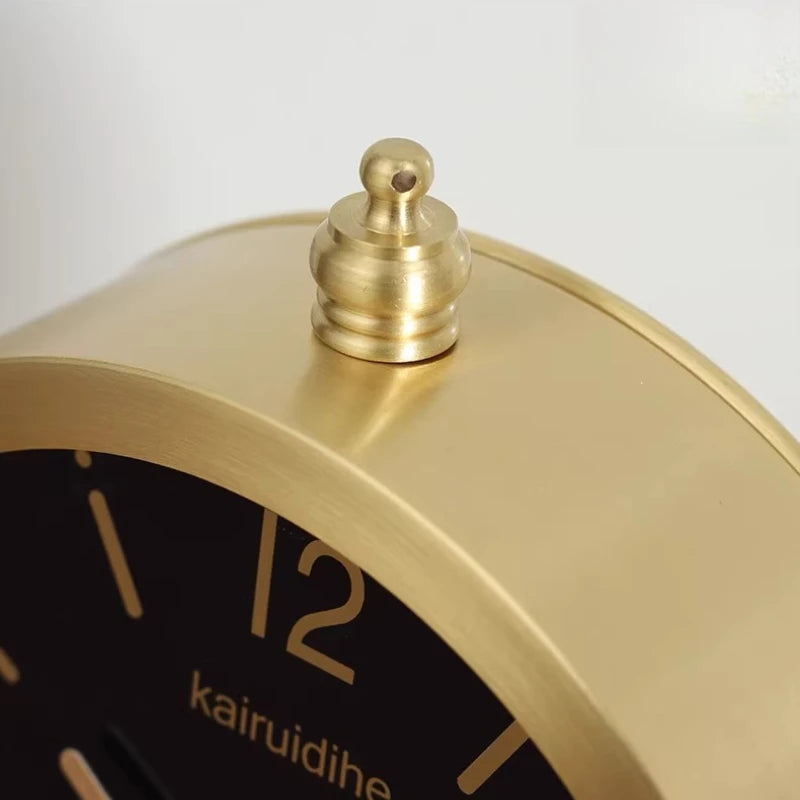 Brass Light Luxury Clock Living Room Simple and Quiet Quartz Clock Bedroom Bedside Table Decoration Home Decoration Oasis Select