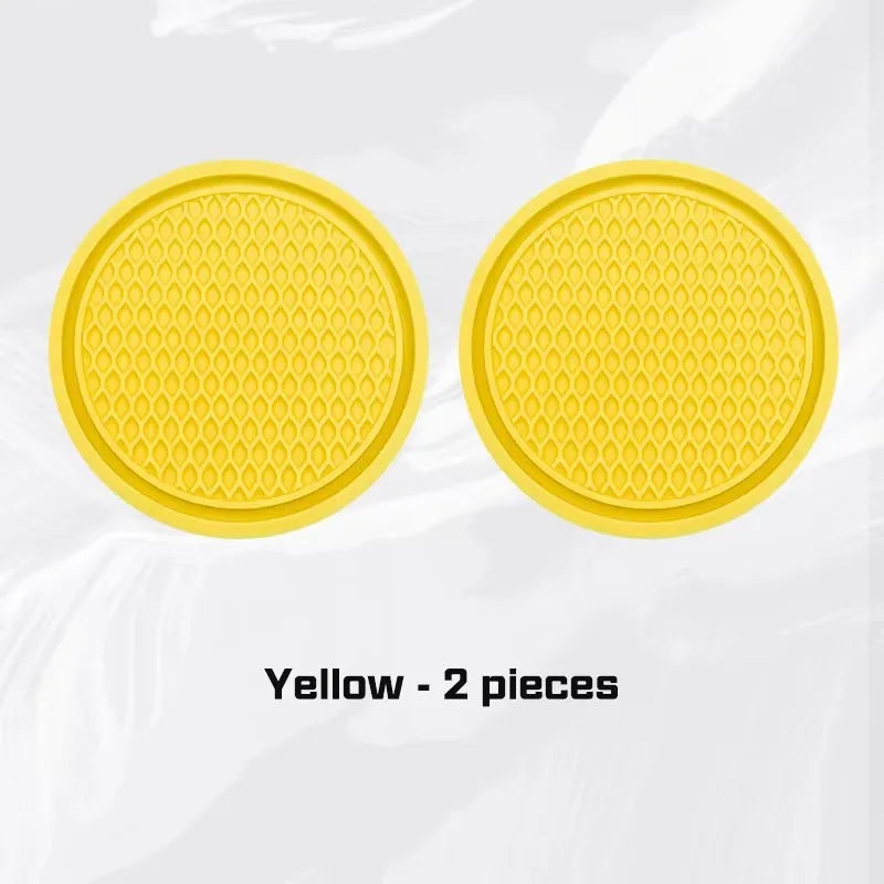 2/4pcs Car Coaster Water Cup Mat Accessories For Dodge Ram Charger Journey Durango Jeep Grand Cherokee Anti-Slip Drink Pad Oasis Select 2pcs yellow