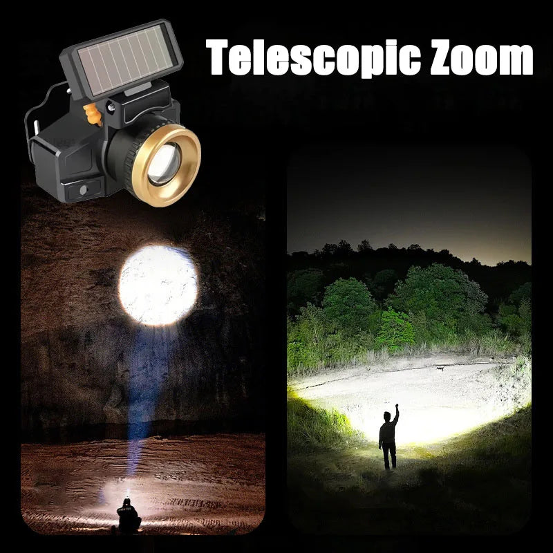 Solar LED Headlamp Motion Sensor | Rechargeable Head Torch