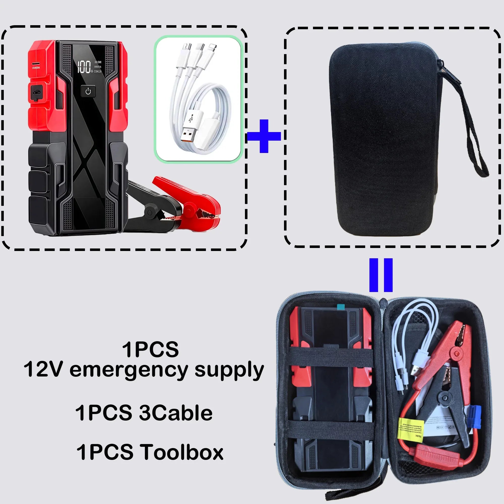 12V Car Jump Starter , 3000A Peak 99800mAh Portable Power Bank ,12V Auto Battery Booster with LCD Display, Emergency LED Light Oasis Select 3000A-99800mAh