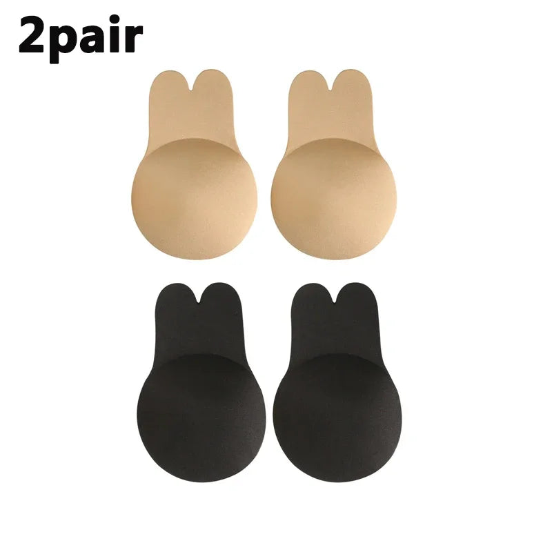 Women Breast Lifting Stickers Push Up Bras Silicone Invisible Chest Strapless Breast Rabbit Lift Up Tape Nipple Cover Bra Pads Oasis Select Mixed-2pair 13cm