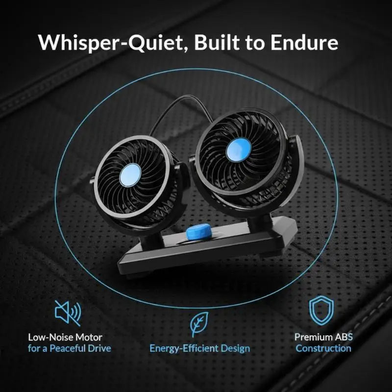 Professional Dual Fans 360 Rotation Multi Angle Cooling Fan For Sedan RV Truck Boat Vehicles Camping Office Desk Use Accessory Oasis Select