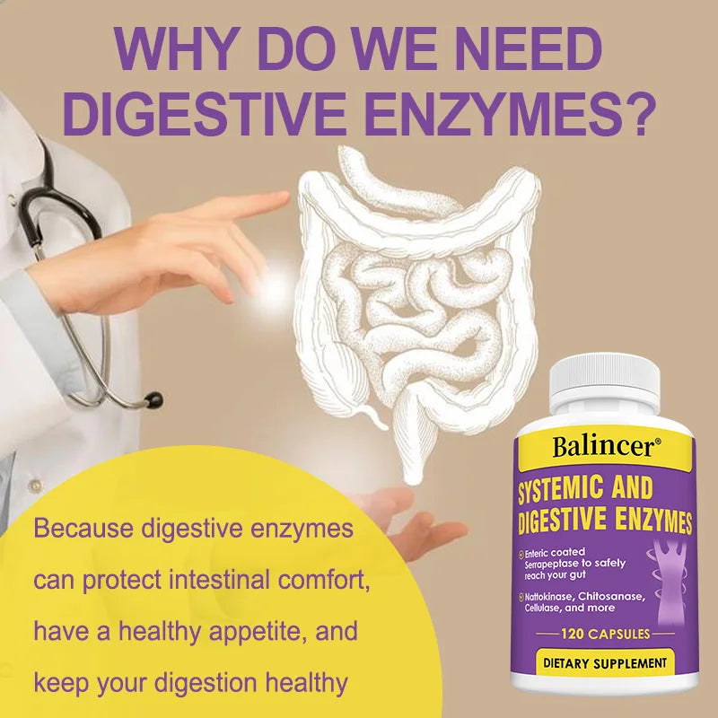 Balincer Systemic Digestive Enzymes – 120 Capsules | Gut Health Digestive Enzyme Supplement Oasis Select