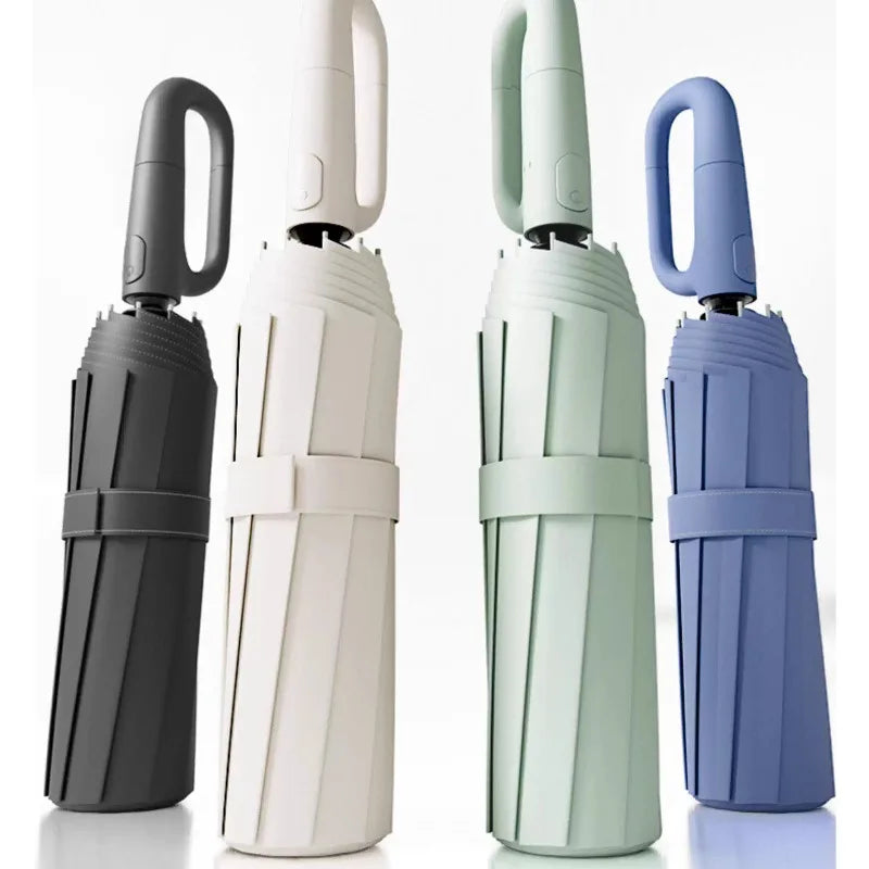 UPF50+ Auto Lock Carabiner Folding Umbrella for Backpack Quick Attach Detach Portable Outdoor Travel Umbrella Oasis Select