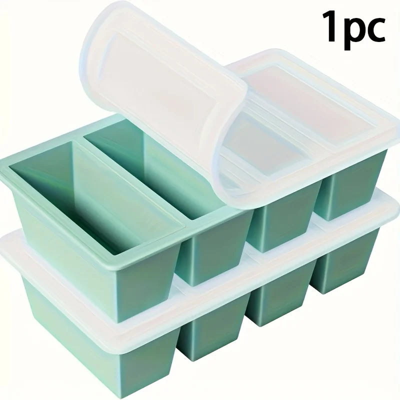 1pc Silicone Freezer Tray with Lid - Durable Kitchen Storage for Soup, Broth & Sauces - Stackable Food Prep Container Oasis Select