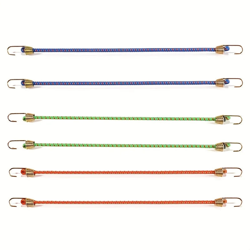 3/6/12 PCS Latex Bungee Cords with Steel Hooks Stretchy Elastic Straps for Tarp Canopy Motorcycle Cargo Party Ornament Hanging Oasis Select 6pcs
