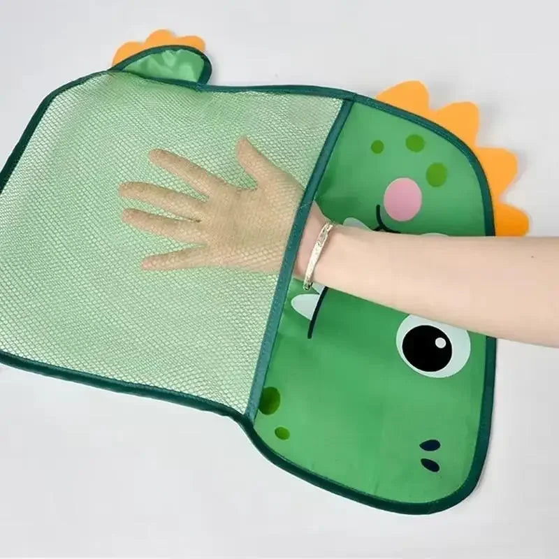 1pc Suction Cup Bath Toy Storage Bag, Mesh Hanging Organizer for Bathtub, Portable Travel Dinosaur Animal Baby Bath Basket Oasis Select