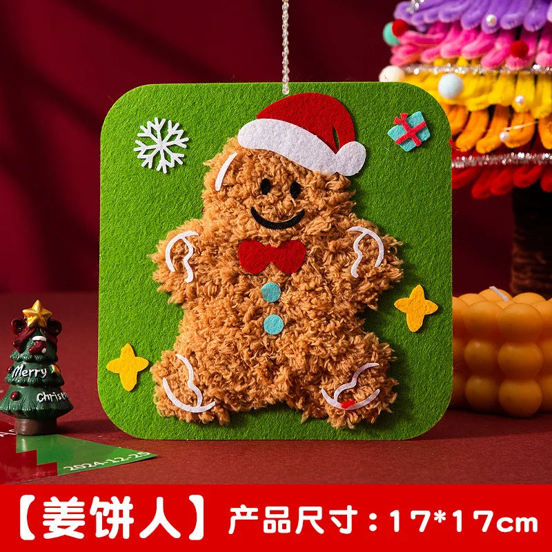 Christmas Gifts Non-woven Fabric Sewing Fun Thread Drawing Christmas Tree Children's Diy Handmade Material Toys Oasis Select Gingerbread Man