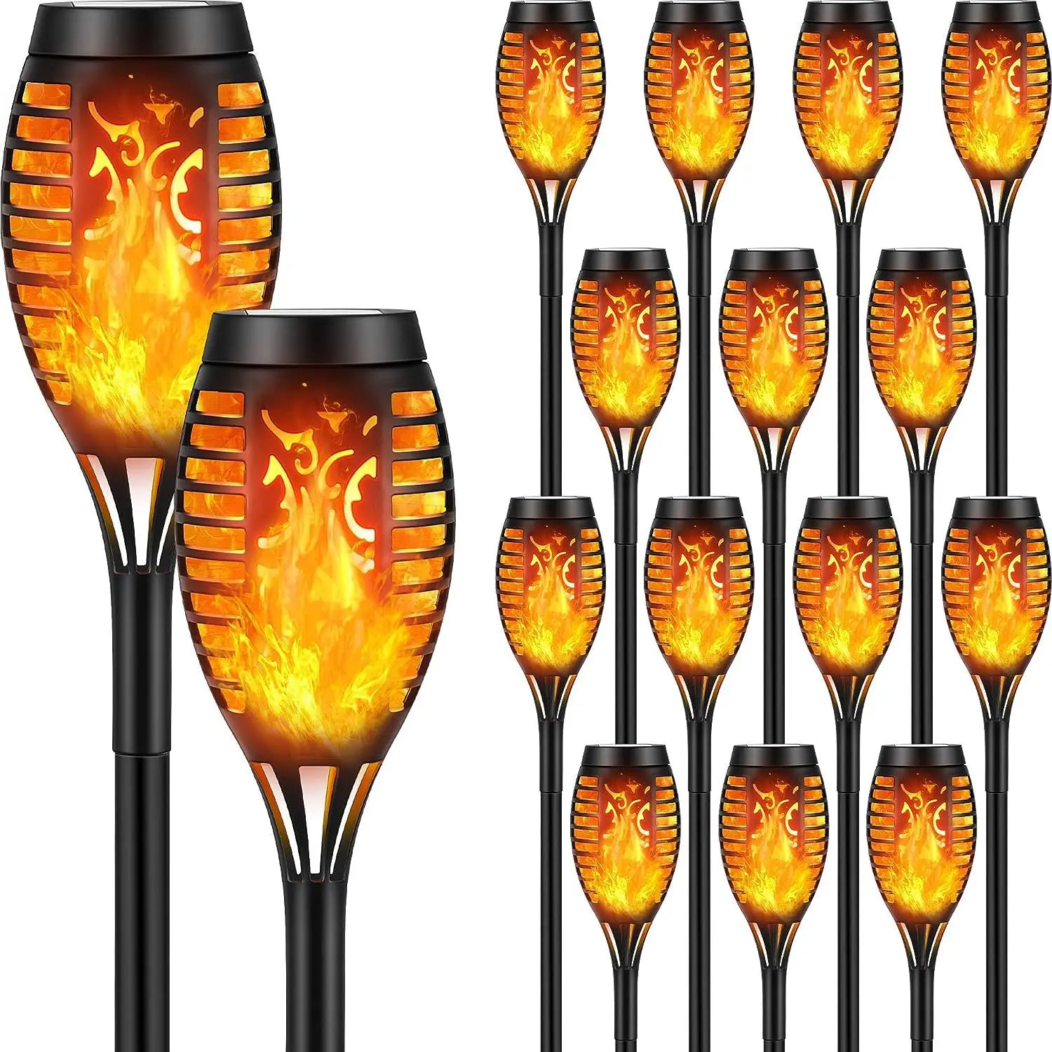 Solar Torch Flame Lights for Halloween and Ghost Festival Solar Light Outdoors Oasis Select Yellow light 2W