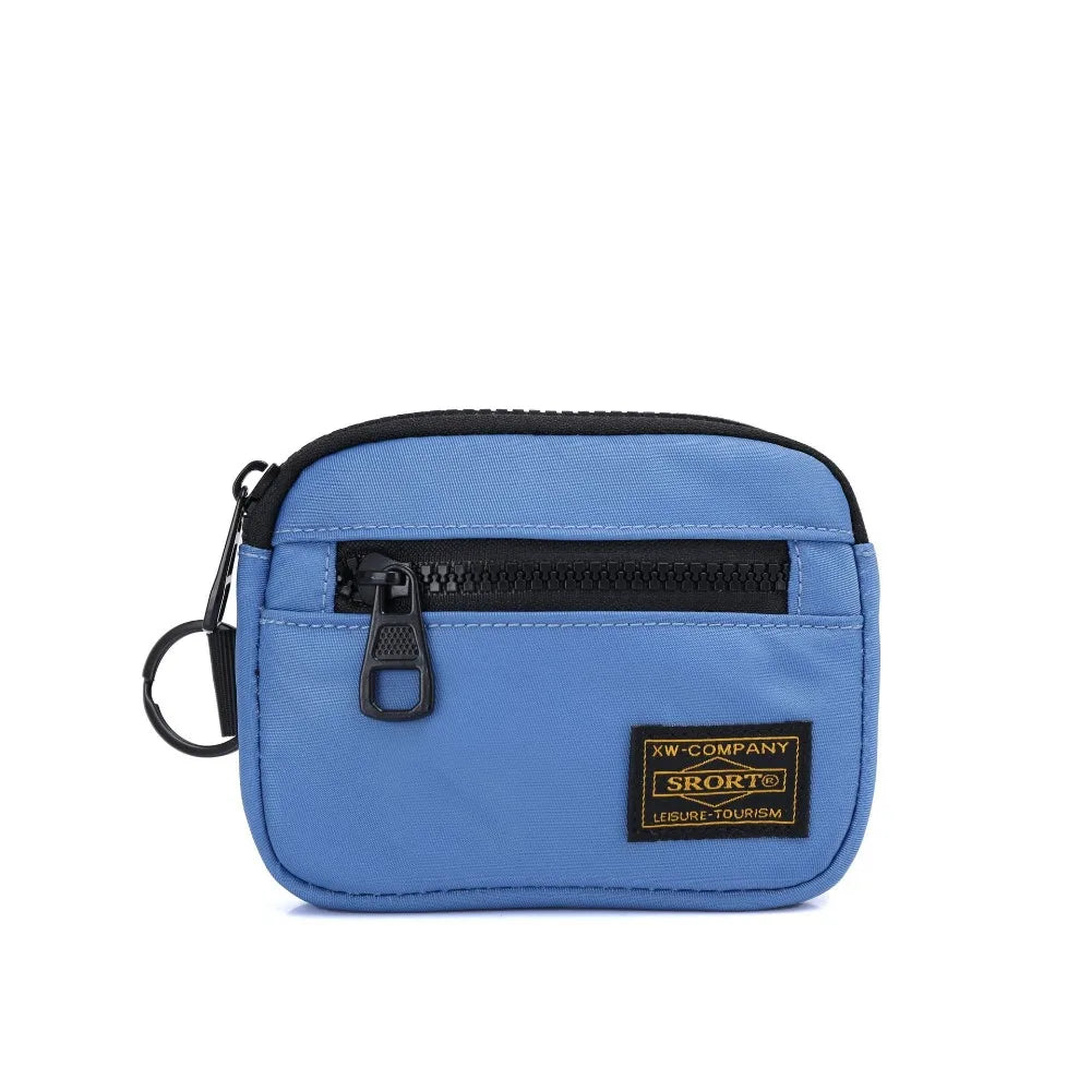 Fashion Canvas Coin Purse Card Holder Solid Color Storage Bag Zipper Earphone Bag Boy Oasis Select blue