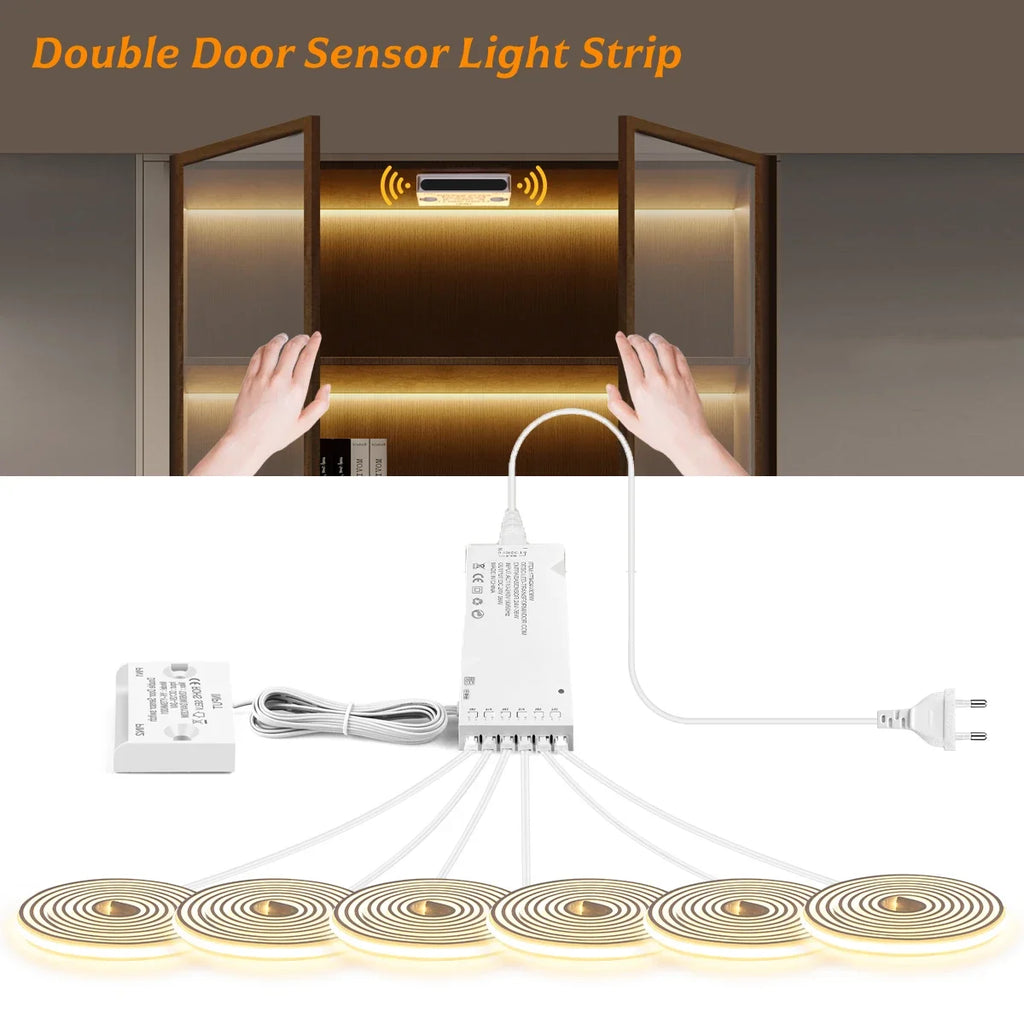 24V COB Neon Tape No Flicker Soft light,with Door Induction Swtich,Closet Door Light Auto Turn On,For Cabinet Night Lighting Oasis Select