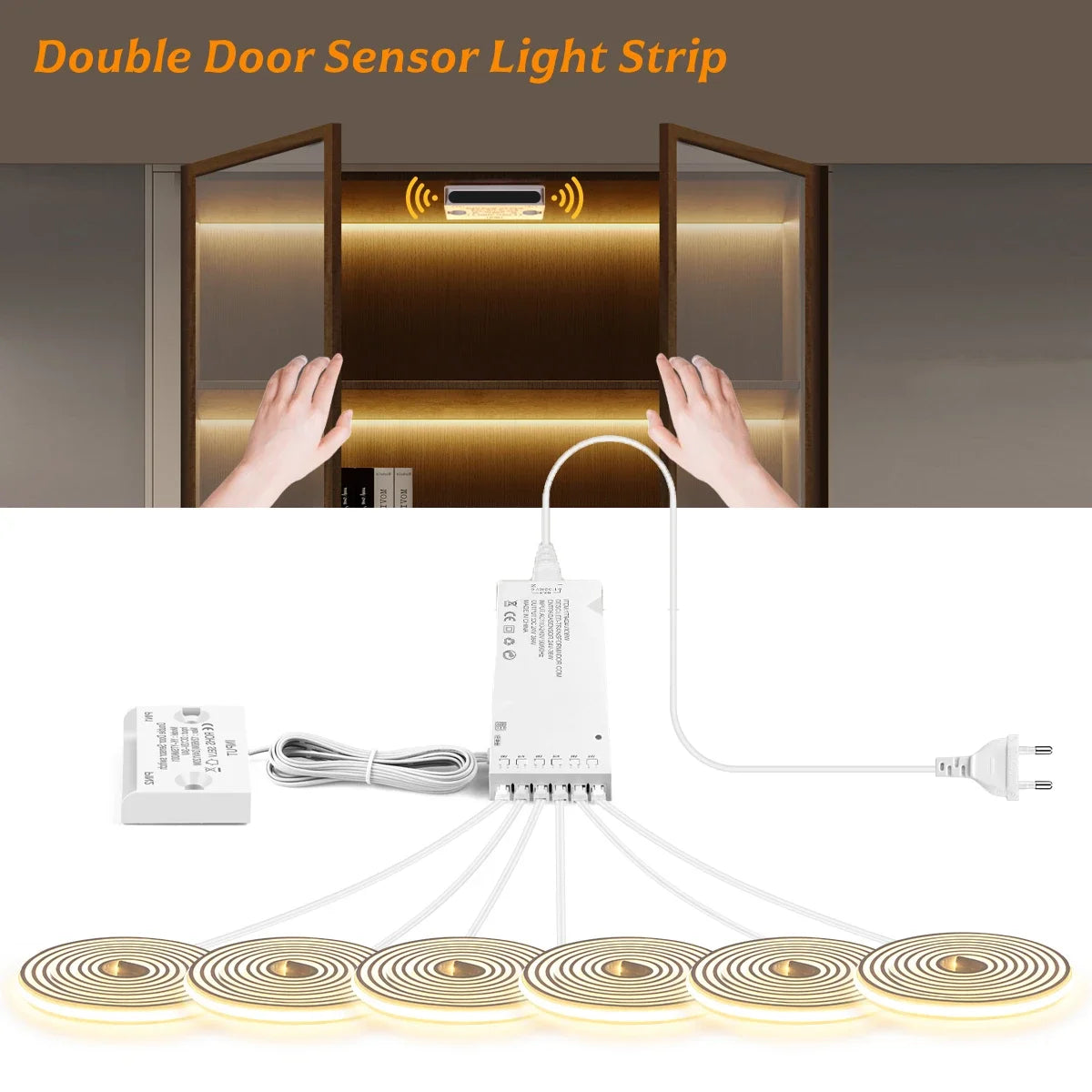 24V COB Neon Tape No Flicker Soft light,with Door Induction Swtich,Closet Door Light Auto Turn On,For Cabinet Night Lighting Oasis Select