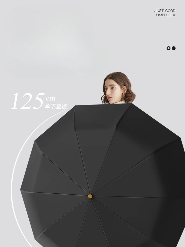 Automatic Umbrella Bent Hook Wooden Handle Umbrella Large Double Thickened Storm Resistant Umbrella Oasis Select